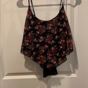 Bow-back floral crop top